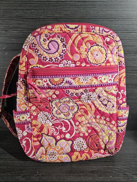Vintage Vera Bradley Paisley Quilted Back Pack Small Raspberry Fizz Made In USA